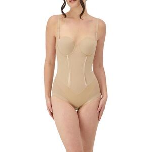 Maidenform Shaper Bodysuit Built-In Bra Anti-Static Latte Lift 38DD FL1256